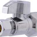 Eastman 1/2 Inch FIP x 3/8 Inch OD Compression Quarter Turn Straight Stop Valve, Brass Plumbing Fitting, Chrome, 10755LF