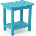 LUE BONA HDPS Shower Bench Seat, Shower Stool for Inside Shower Waterproof, Bath Spa Shower Foot Stool for Shaving Legs with Storage Shelf, Weather Resistant/Non-Slip/Indoor or Outdoor Use, Sky Blue