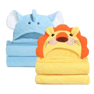 Toddler Bath Towel with Animal Hood for 0-5 Years,2 Pack Coral Fleece Bath Towels with Large Size 50 in*32 in,Ultra Absorbent Thick Soft for for Baby Kids Chirdern, Blue Elephant & Yellow Lion (Yellow Lion&blue Elephant)