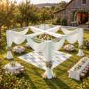 8 Panels 5x20ft Ivory Ceiling Drapes for Wedding Parties, Wrinkle Free Thick Polyester 20ft Extra Long Wedding Draping Ivory Ceiling Curtains Arch Drapery for Birthday Party Canopy Tent Decor, 60"W x 240"L