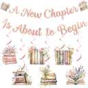 Storybook Baby Shower Decorations A New Chapter Begins Baby Shower Book Themed Party Decor with A New Chapter is About to Begin Banner Hanging Swirls