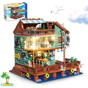 Harbour Restaurant House Mini Bricks Building Kit, Ideas Creative Architecture Building Toys Birthday Gift for Adult Boys Girls -2096 Pieces (Not Compatible with Lego Set)