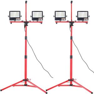 VEVOR LED Work Light with Stand, 2PCS 10000 Lumen Dual-head LED Work Light with 27.6"-68.1" Adjustable and Foldable Tripod Stand, IP65 Waterproofed LED Tripod Work Light, with 5000 K Color Temperature