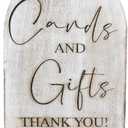 Wooden Cards and Gifts Sign with Stand- 5"x7" Black Wedding Sign TableTop Sign for Wedding Reception, Engagement Party, Baby Shower & Event Party Table (White)