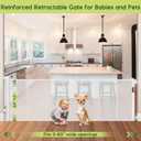 Reinforced 80 Inch Extra Wide Retractable Baby Gate with Support Rods, Indoor/Outdoor Retractable Pet Gates for Wide Openings, 33” Tall Mesh Dog Gate Indoor Extra Long Baby Gates for Decks, White