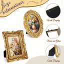 Qunclay 6 Pcs Vintage Resin Picture Frame 4 x 6,5 x 7 Inches Ornate Picture Frames Oval Rectangle Baroque Antique for Wall Hanging Home Wedding (Novel)