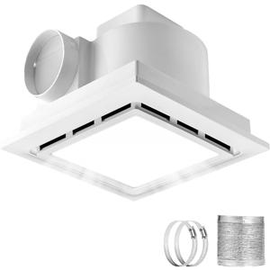 Bathroom Exhaust Fan with Light, 120 CFM Quiet Ventilation Fan with 6200K 12W LED Light 1.0 Sones Low Noise, 4 Inch Duct Quiet Square Ceiling Mount Vent Fan for Shower, Bathroom, Office, Home (White)