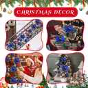 2 x Norme 18 Pcs 3 Size Velvet Christmas Poinsettia Flowers Glitter Artificial Poinsettia Flowers with Stems Christmas Tree Ornaments for Xmas Tree Wreath Wedding New Year Holiday Decor(Blue)
