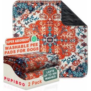 PUPIBOO Washable Pee Pads for Dogs and Cats - Super Absorbent Reusable Puppy Training Pads - 100% Waterproof, Leak-Proof & Non-Slip Whelping Pads for Pet Housebreaking (54 X 54 Inch (Pack of 2), Colorful Medallion)