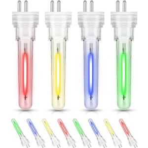 DGE S14 Outdoor Color 8 Pack Replacement String Light Bulbs 1.5 Watt LED Color Replacement Light Bulb, Shatter-Proof and Waterproof IP65.