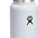Hydro Flask Water Bottle - Insulated Stainless Steel - Wide Mouth Flex Straw Lid, Non Spill, Leakproof and Refillable in 32 Oz White