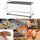 REPTI ZOO Full Glass 15 Gallon Reptile Tank, Medium Reptile Terrarium 24" X 12" X 12" for Gecko Hermit Crab Hognose Snake etc, Top Screen Ventilation & Feeding