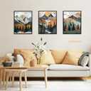 Mountain Canvas Wall Art Set of 3, Boho Sun Forest Abstract Nature Landscape Artwork Wall Decor, Watercolor Posters Prints Painting Picture Artwork for Living Room Bedroom Office 12 x16 In Unframed