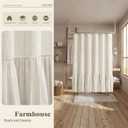 Farmhouse Shower Curtain with Ruffle Hem Linen Cream Shower Curtains for Bathroom Country Vintage Rustic Natural Fabric, 72" W x 72" L
