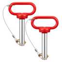 LEIFIDE 2 Pcs 3/4 Inch Trailer Hitch Pins Carbon Steel Galvanized Tow Bar with Steel Wire Rope and Safety Pins for Tractor, Trailer, Boat & More