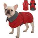 Kuoser Dog Coat Thermal Fleece Lined Dog Jacket, Adjustable Hook & Loop Dogs Coats for Medium Dogs Windproof Reflective Puppy Snow Jackets Pet Cold Weather Clothes with Harness Hole, Red, M (Medium (Chest: 42 - 52CM / 16.53" - 20.47"))