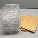 Hudgan 4 Pack Clear Plastic Storage Bins with Bamboo Lids, Stackable Storage Containers for Organizing Medicine Cabinet Organizer, Craft Room, Bread Box (Nature)