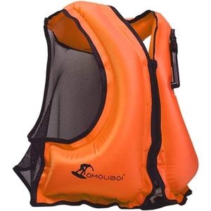 OMOUBOI Inflatable Snorkel Vest Kayak Swim Vest for Adults Snorkel Vests Inflatable Buoyancy Jacket Portable Diving Jackets Swimming Vests for Snorkeling Water Sports Beginner Adults-Only (96-220 lbs) (bright orange)