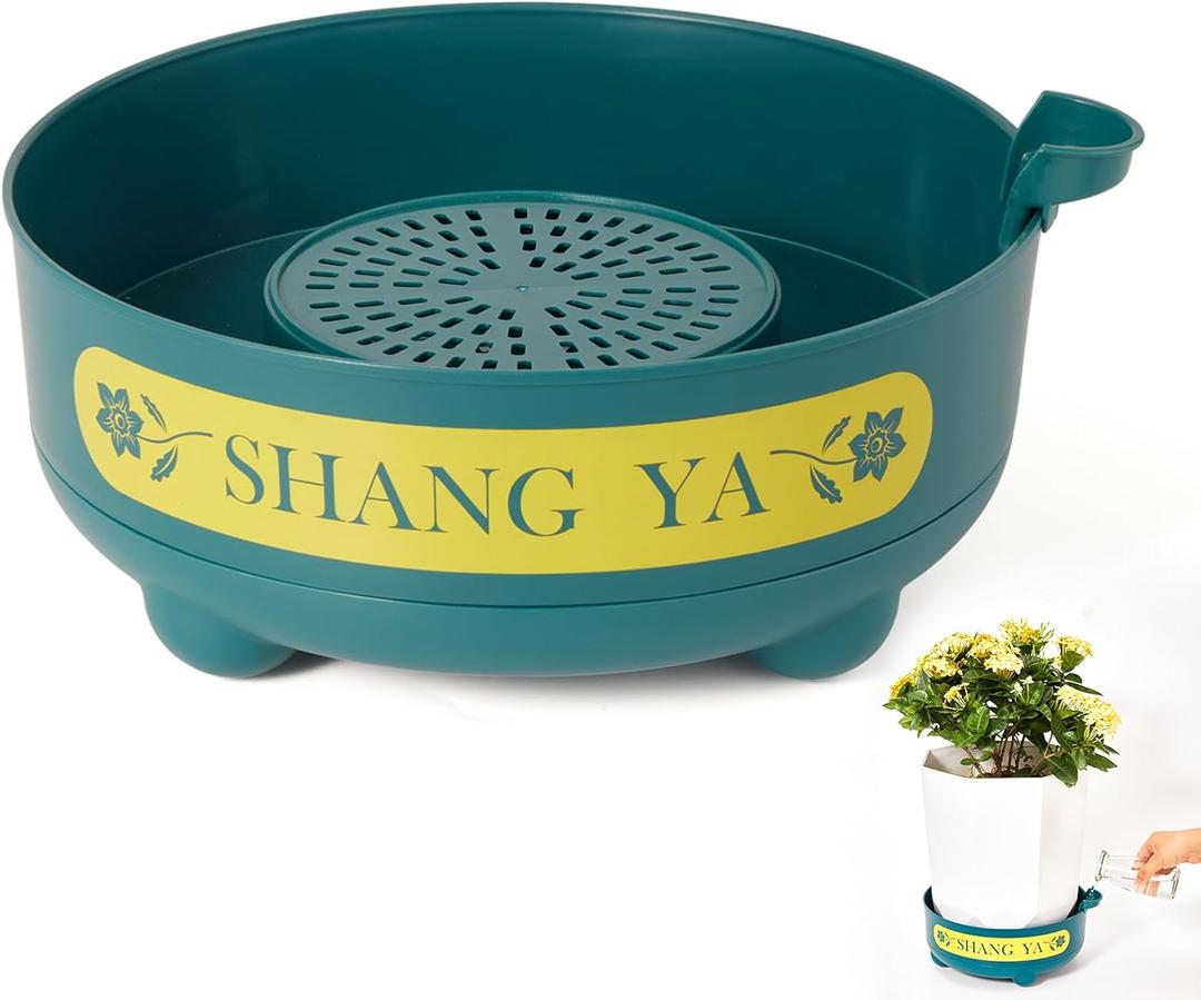 Deep Plant Saucer, Plastic Bottom Watering Tray with Height-adjustable Planter Risers for Indoor Outdoor Plants, 360° Rotating Plant Water Catcher Tray, 10 Inch Deep Plant Saucer Drip Tray for Pots