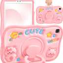Samsung Galaxy Tab A7 Lite Case 8.7 - Cute Girls Kawaii Women Girly with 360 Degree Rotating Handle Pig Pretty Silicone 3D Design for Galaxy A7 Lite Table Cases 2021 SM-T220/T225/T227