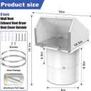 8 Inch Hooded Wall Vent with Screen and Damper, 8 Inch Range Hood Wall Vent Cap, Wall Exhaust Vent Cover, Outdoor Hooded Wall Vent for Dryer Vent, Range Hood, Kitchen, White