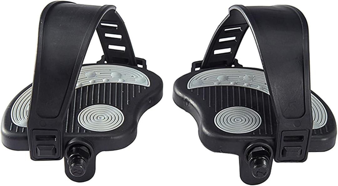 Exercise Bike Pedals with Straps for Peloton Bike, Spin Cycling Bike, Indoor Exercycle Bike, Stationary Recumbent Bicycle Replacement Parts (1/2" Axle)