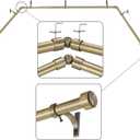 Antique Bronze Bay Window Curtain Rods with Aluminum End Cap Finials and Brackets,Adjustable 32-86 Inch Center Rod for windows (20-82’’), 32-58 Inch Side Rods for windows (20-54’’)
