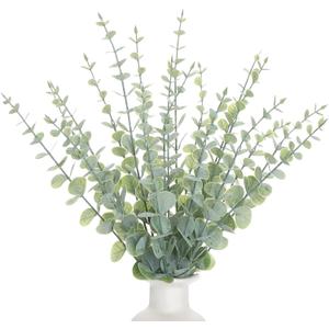 18pcs Eucalyptus Stems Greenery Stems Fake Leaves Artificial Flowers Bouquet Faux Branches Centerpiece Flores Plants for Home Party Decor Wedding Decoration