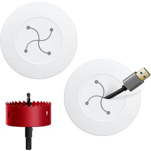 Cord Hider for Wall Mounted TV, in Wall Cable Management Kit for Large Capacity, Wall Cable Hider Behind The Wall, Cable Raceway White Includes Hole Saw Dril Attachment - 2 Pass Locking Brackets