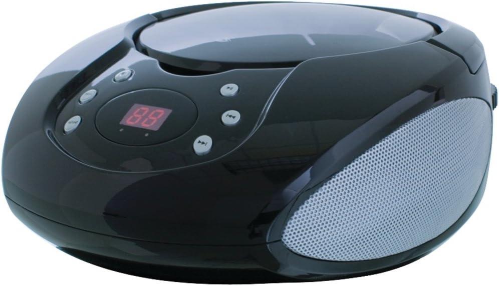 GPX BC111B Portable Top-Loading CD Boombox with AM/FM Radio and 3.5mm Line Input