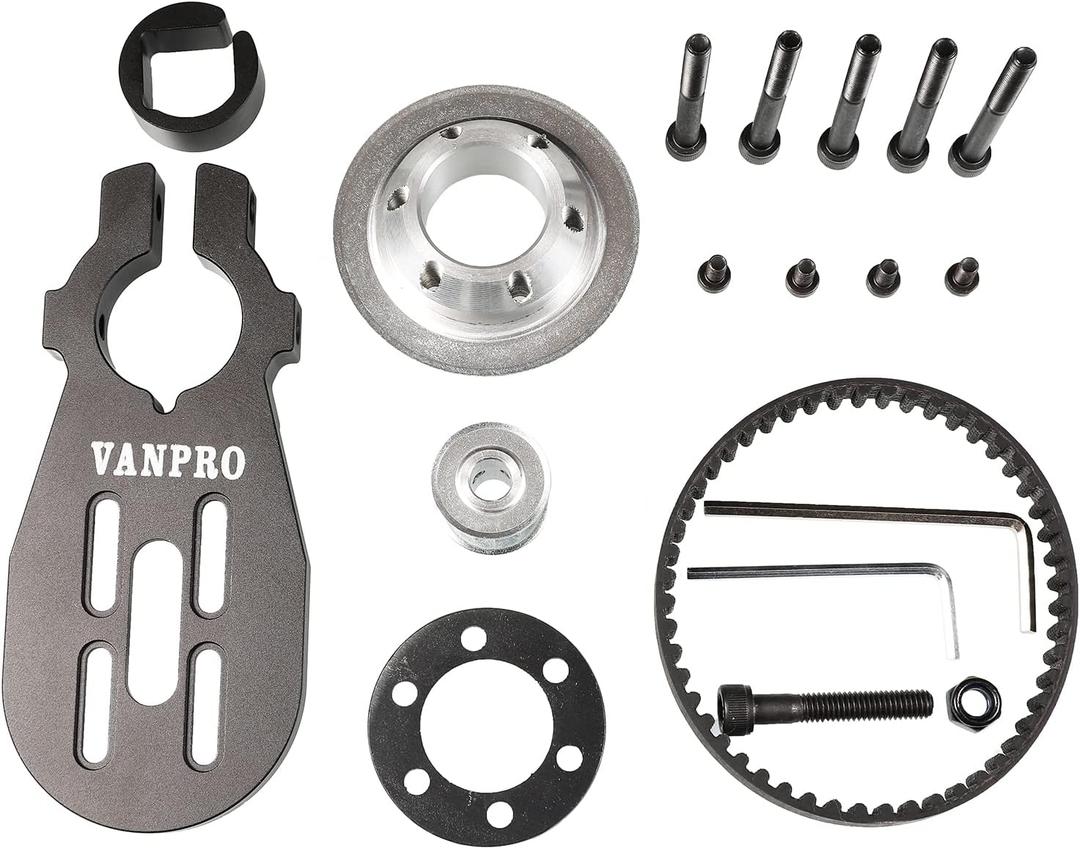 vanpro DIY Electric Skateboard Brushless Motor Mount Bracket /80MM 90MM 97MM 100MM Pulley Wheel KIT Belt 5M (Square trucks/5065 motor/belt width 10MM)