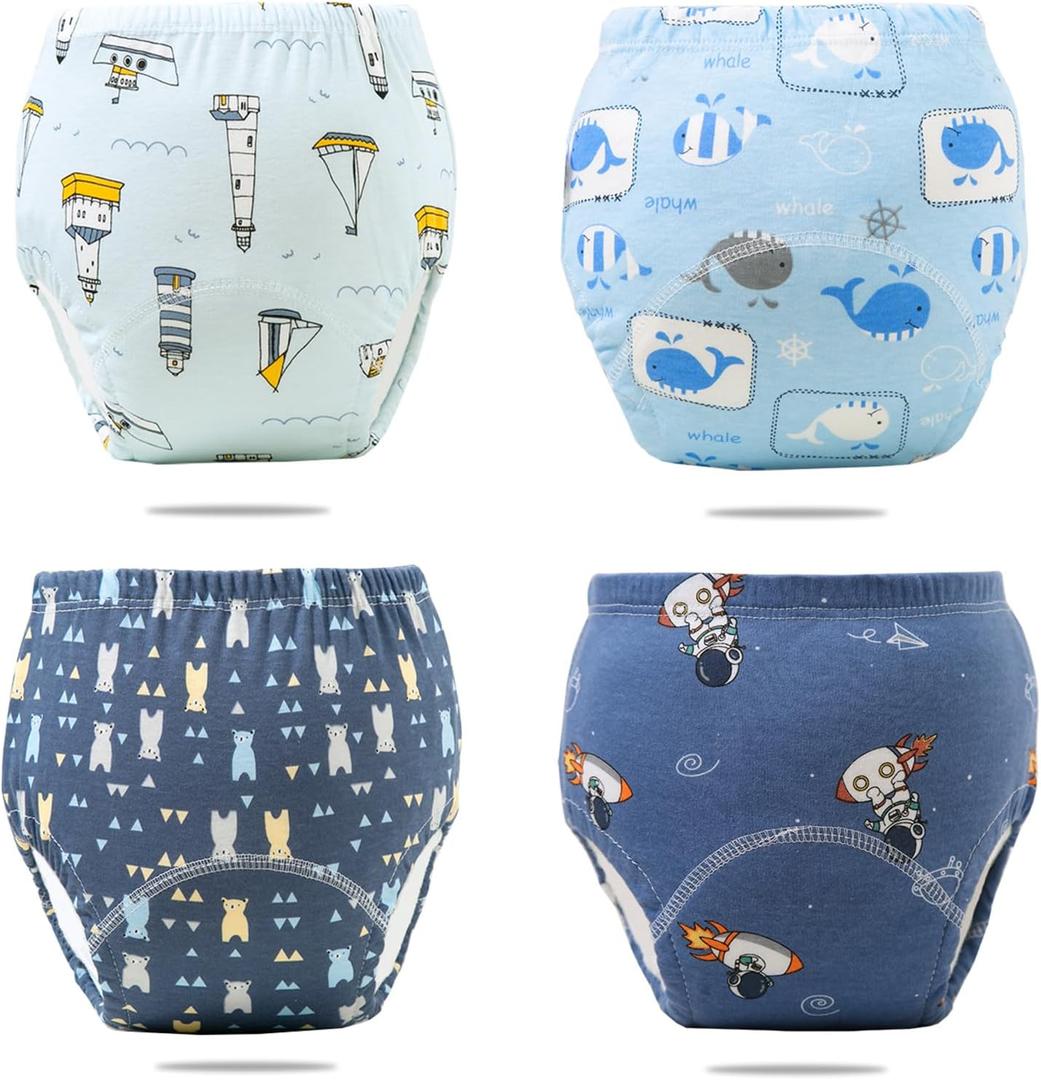 Upairy Training Pants for Boys Girls,Potty Training Underwear Girls and Boys,Up Airy Potty Pants for Toddler,Soft Absorbent & Leak-Proof with Characters, 100% Cotton Washable (4PCS,Small)