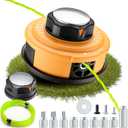 Upgraded Weed Eater Head with Steel Knob,Easy Feed Trimmer Head Weed Wacker Head for Echo,Stihl,Dewalt,String Trimmer Replacement Head with 12ft 095" Trimmer Line,11 Adapts,Simple Tap& Go (Yellow)