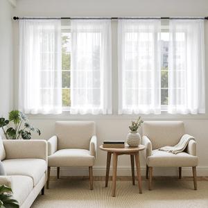 MIULEE White Sheer Curtains 63 Inches Long, 4 Panels Set, Light Filtering Rod Pocket Voile Drapes for Living Room and Bedroom, Airy Soft Fabric Window Treatments, 42 x 63 Inches