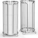 Bunoxea Toilet Paper Holder Stand, Freestanding Toilet Tissue Organizer, Minimalistic Storage Solution, Reserve Mega Rolls,Modern -2PACK Silver