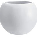 13.5 H x 17" Dia (12" Pot Opening) White Round Fiberstone Tall Planter with Drainage Hole, Indoor/Outdoor Large Plant
