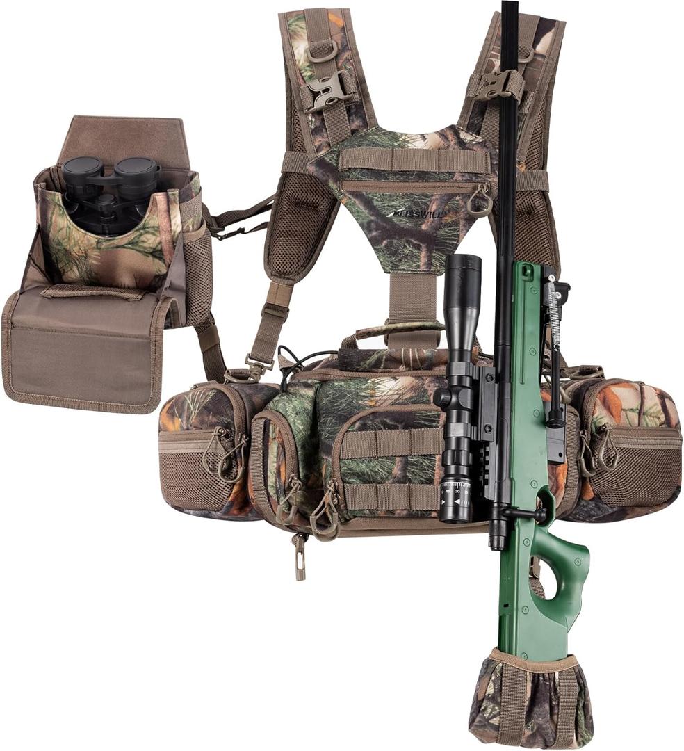BLISSWILL Hunting Backpack Hunting Fanny Pack with Harness Pouch,Turkey Hunting fanny Pack, Binocular Harness houlder-Supported Waist pack for Bow Rifle