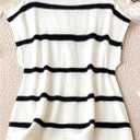 SweatyRocks Women's Plus Size Sweater Vest Striped Pullover Tank Top Round Neck Cap Sleeve Knit Tops (XXL)