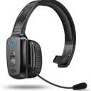 Bluetooth Headset, 60hrs Noise Canceling V5.2 Over Head Headphones, Single Ear Trucker Wireless Headset with Mic, Mute Button, Multipoint, for Phones PC Computer Truck Driver Office Work - Black (Carbon)