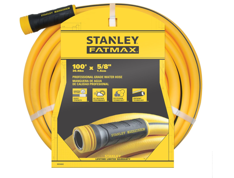 Stanley FATMAX Professional Grade Garden Hose, 100 Feet x 5/8 Inch, Yellow, 500 PSI