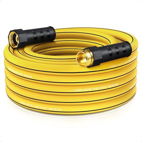 Heavy Duty Garden Hose 25ft x 5/8", NON-EXPANDABLE Flexible Water Hose for Outside, Kink Resistant Lightweight Hybrid Hose, Leakproof Rubber Hose for Outdoor, Yard, Car Wash, Garden