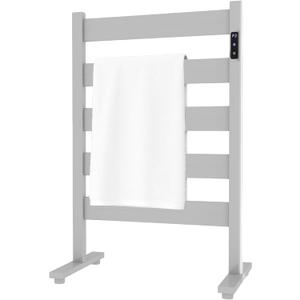 Freestanding Towel Warmer  5-Bar Heated Towel Rack with Timer & Adjustable Temperature, Space Aluminum, Rust-Resistant, Fast Heating in About 10 Minutes for Bathroom & Spa,Matte White