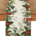 Artoid Mode Holly Pine Cone Christmas Table Runner, Seasonal Winter Kitchen Dining Table Decoration for Home Party Decor 13x72 Inch (Green)