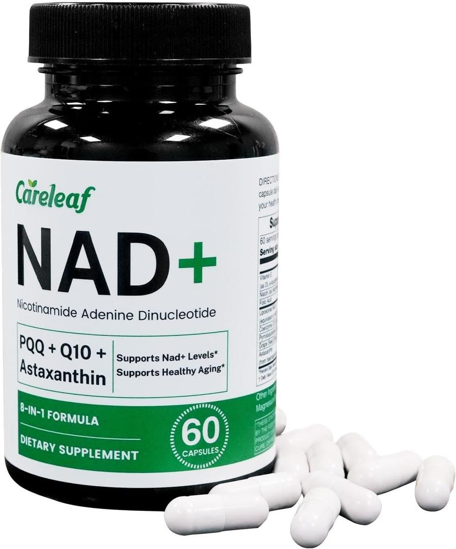 NAD+ Supplement 300mg,Liposomal NAD Boost with PQQ,Astaxanthin,Folic Acid,Vitamin E,High Purity NAD Supplement for Anti-Aging,Cell Longevity,Energy Metabolism-60 Capsules,2 Month Supply