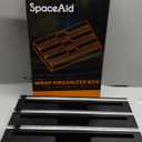 SpaceAid WrapNeat 3 in 1 Wrap Organizer with Cutter and Labels, Plastic Wrap, Aluminum Foil and Wax Bamboo Dispenser for Kitchen Storage Organization Holder for 12" Roll (Black) (3-Slot, 3"Tall)