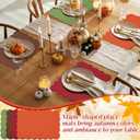 LemonRoad 16 Pcs Boho Linen Placemats Set 13" x 19" Elegant Scalloped Double Layered Placemats Farmhouse Christmas Washable Rustic Dining Table Decoration Heat Resistance(Vintage Color)