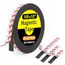 Jianwen Magnetic Tape, 15 Feet × 1/2 Inch Magnet Tape with Adhesive Backing, Magnetic Strip Ideal for Classroom Projects, Crafts, and Home Organization