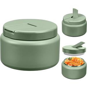 13.5oz Kids Jar for Hot Food, Insulated Vacuum Food Jar with Buckle Lid, Stainless Steel Wide Mouth Leak Proof Insulated Lunch Container for School Picnic Travel, Green