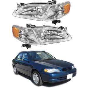 munirater Headlight Assembly Replacement for 1998-2000 Corolla with Front Signal Lights 8115002050 8111002060 TO2502121 TO2503121