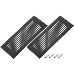PATIKIL 8 x 3 Inch Door Air Vent Cover, 2 Pcs Aluminum Grille Ventilation Cover Louvered Diamond Hole with Mounting Screws for Cabinet Wardrobe Door, Black